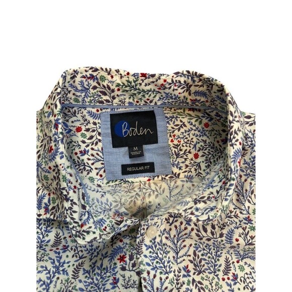 Boden Button Up Shirt Men's Size Medium AOP Flower Button Up Boho Foral - Dress - Picture 2 of 6